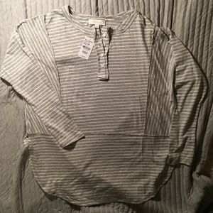 Long Sleeve Striped Henley Tee